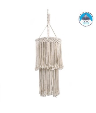 GLOBOSTAR® ZAMBIA 36208 Boho Κρεμαστό Φωτιστικό Οροφής με Ντουί 1 x E27 AC 220-240V IP20 - Μπεζ - Μ30 x Π30 x Υ60cm